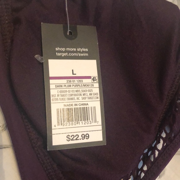 Dark plum bathing suit top w/ see through detail - Picture 2 of 2